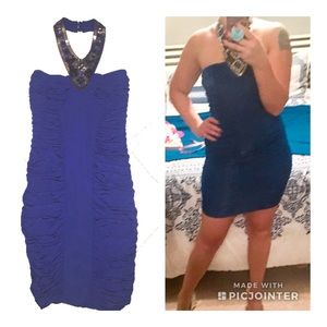 Royal blue Bebe ruched dress